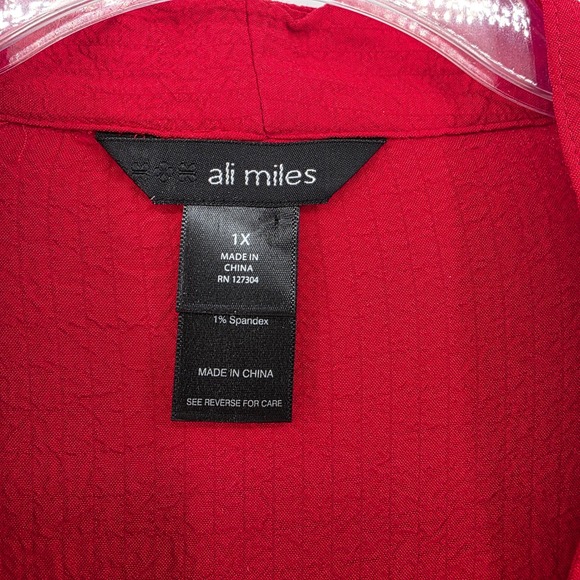 Ali Miles Red Textured 1 Button Front Cardigan Jacket Top 1X Casual Layer Piece - Picture 3 of 7